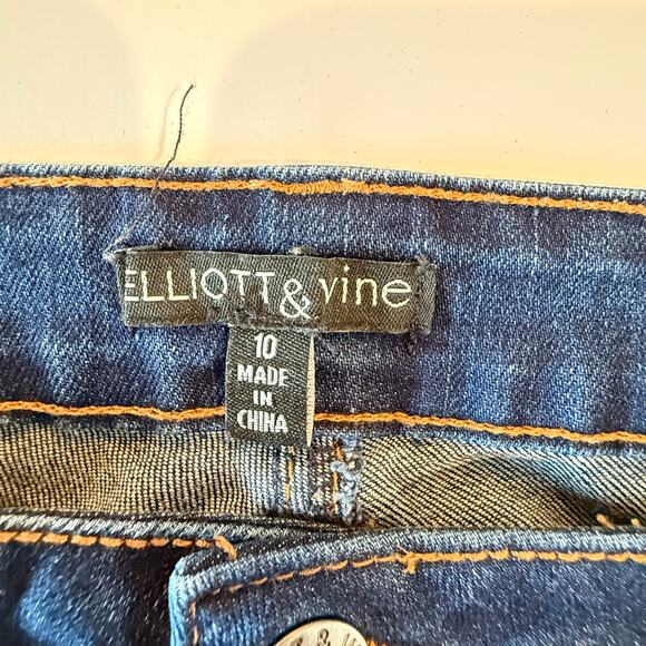 Elliott & Vine Boho Western Flare Jeans Sz 10 Fringe Hem Stretch Denim - Picture 2 of 11